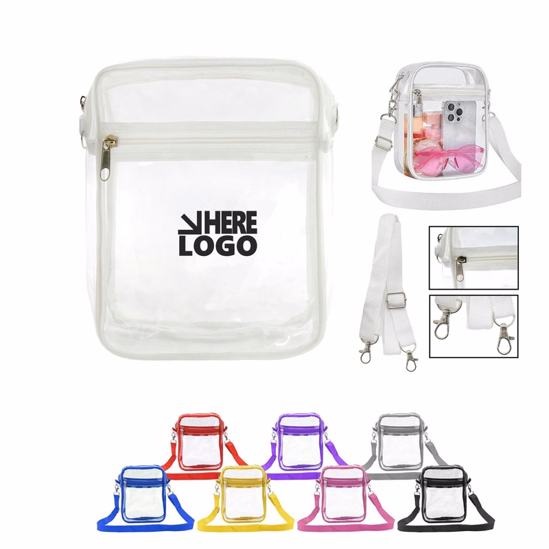 PVC Zipper Shoulder Bag With Strap