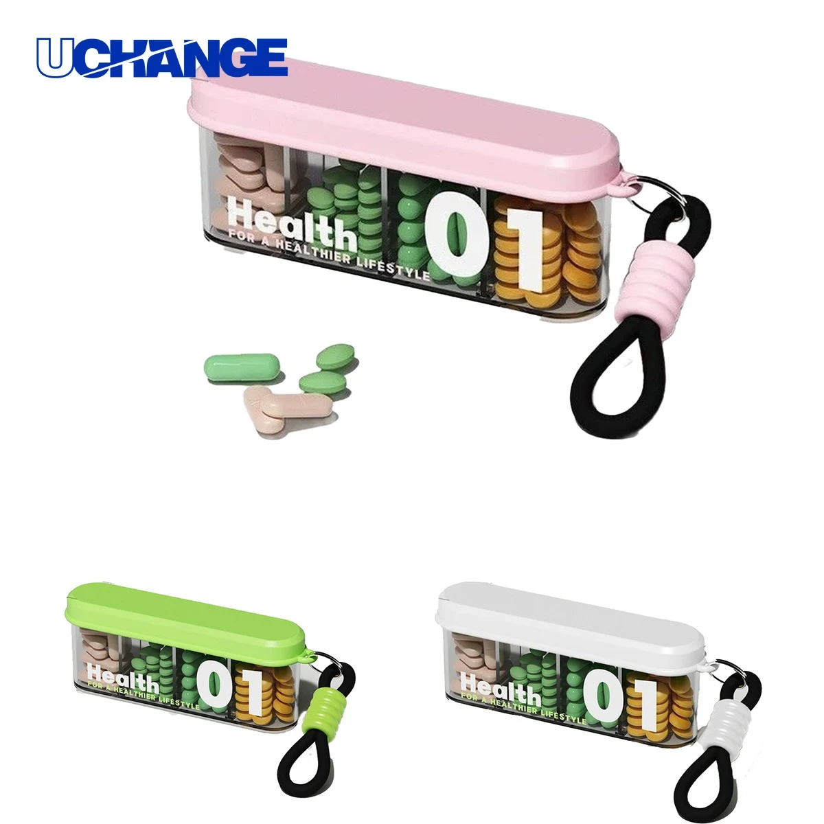 Health Travel Medication Container 4-Compartment Pill Box Organizer 1
