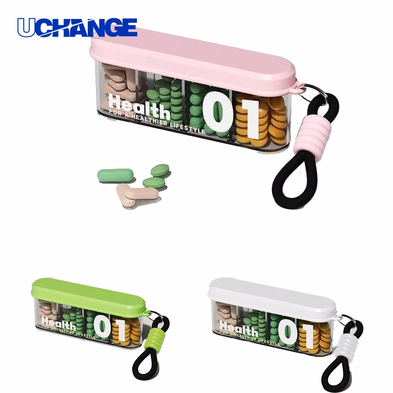 Health Travel Medication Container 4-Compartment Pill Box Organizer