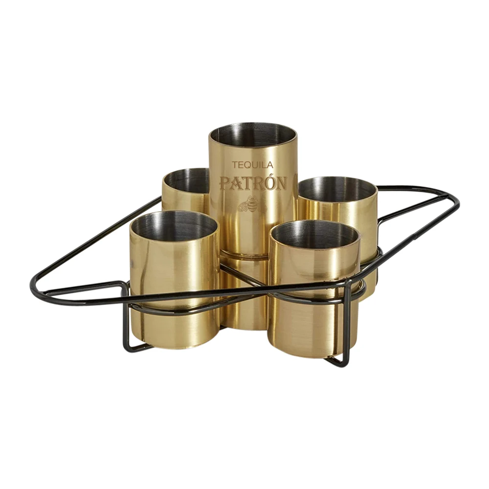 Stainless Steel Shot Glass Set with Caddy 1