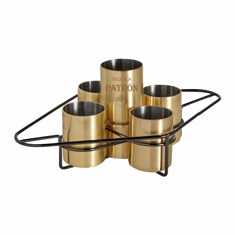 Stainless Steel Shot Glass Set with Caddy