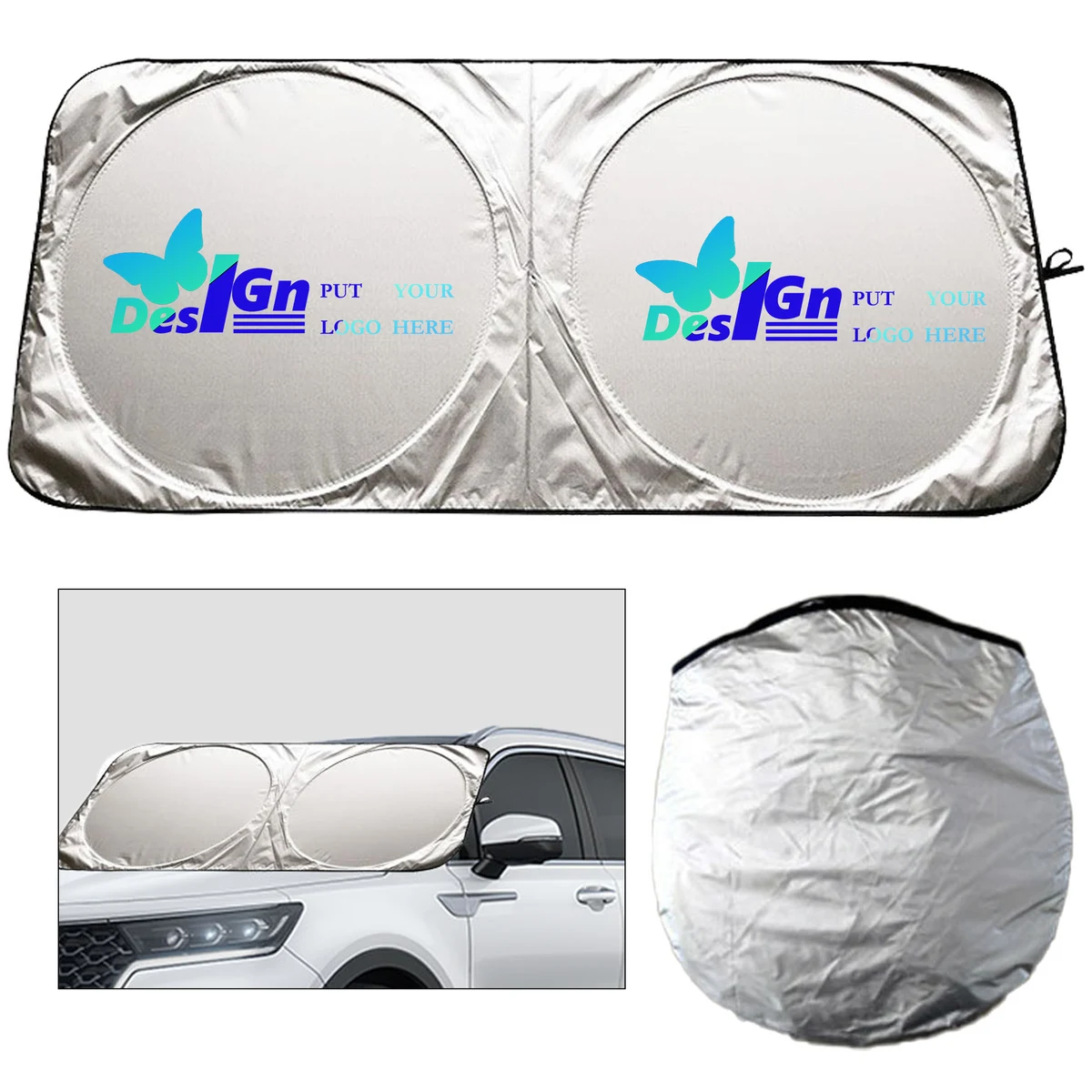 MOQ50 Full Color Double Circle Car Sunshade 1
