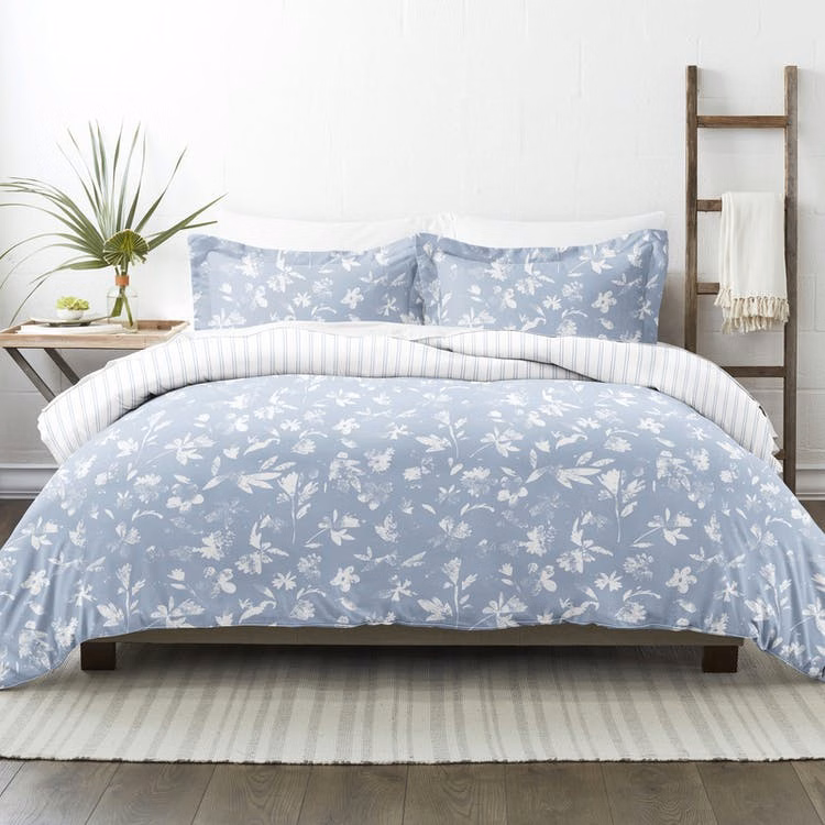 Reversible Duvet Cover Sets - Blue Country King 3 Piece