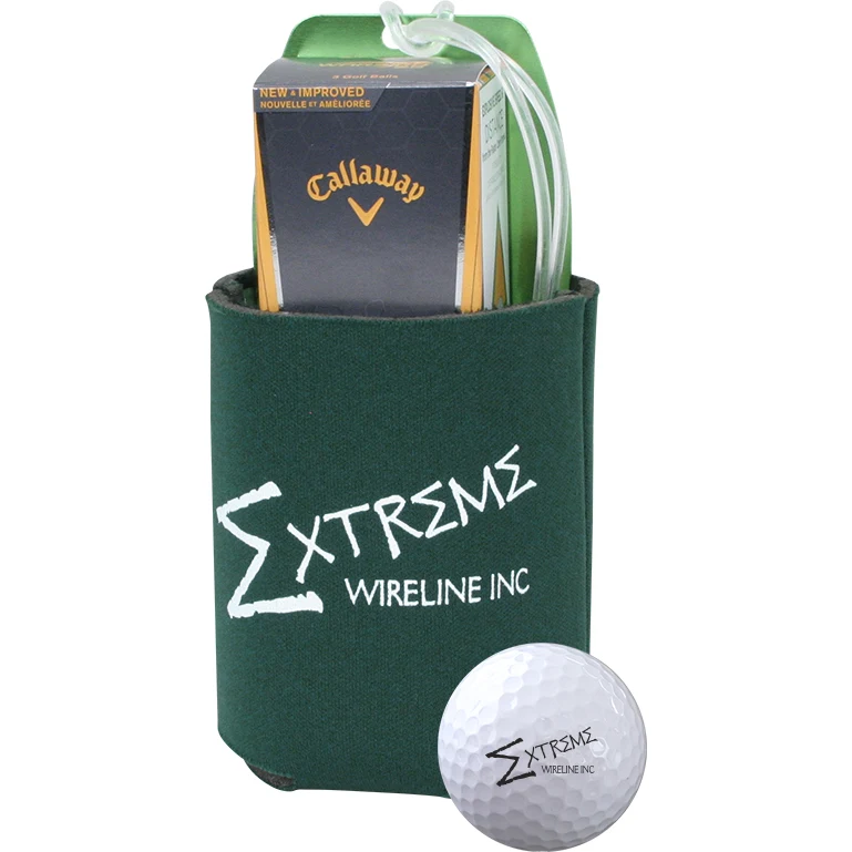 Can Insulator Tournament Pack w/3 Golf Balls, 1 Alum Bag Tag, custom golf ball with logo imprint 1