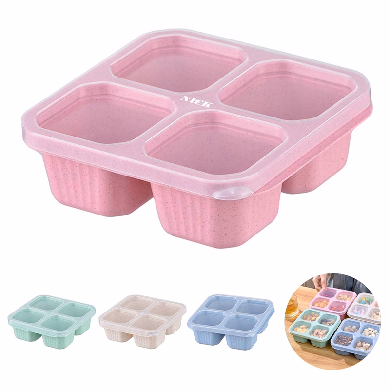 Four grid wheat straw lunch box