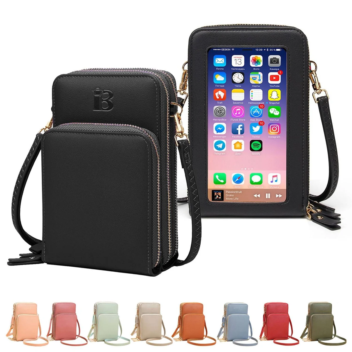 PU leather touch screen crossbody cell phone bag 1