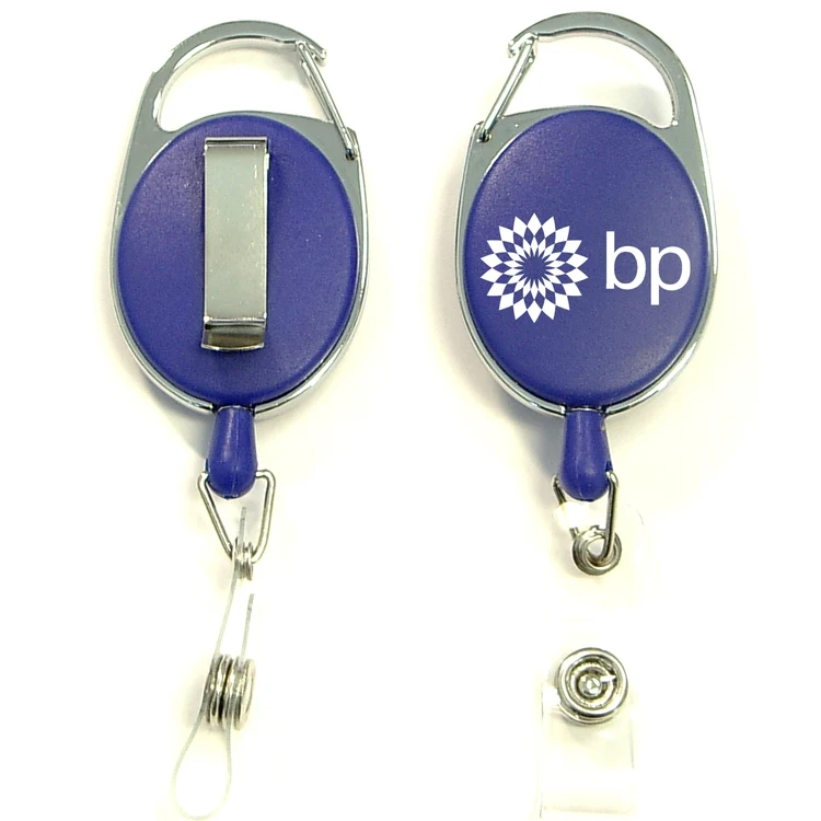 Oval shape retractable badge holder with metal clip 1
