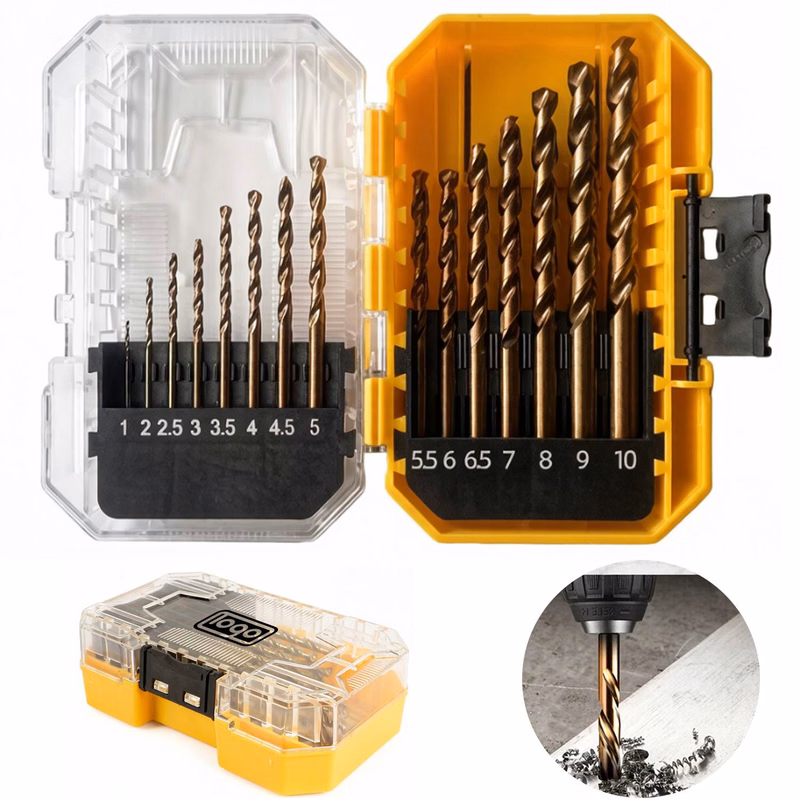 15 Pieces Steel Twist Drill Bit Set
