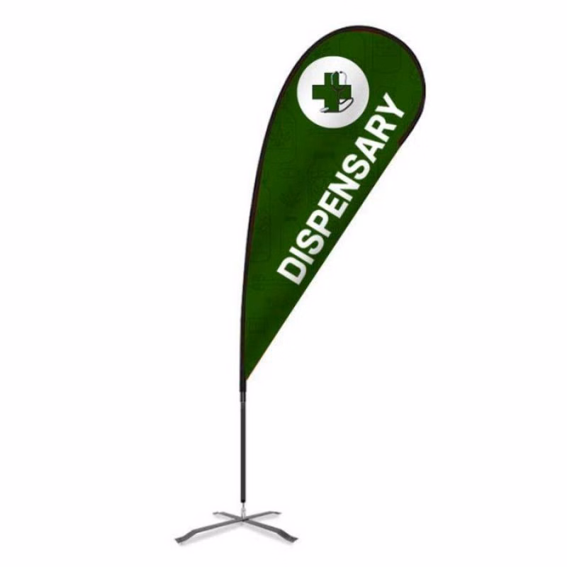 Dispensary Pre Printed Flex Blade® Teardrop Flag 12.5' - Green outdoor flag