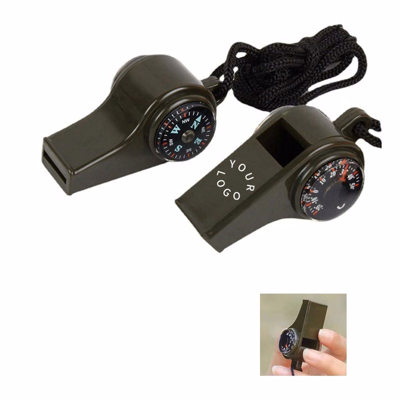 Portable Outdoor Whistle with Compass and Temperature