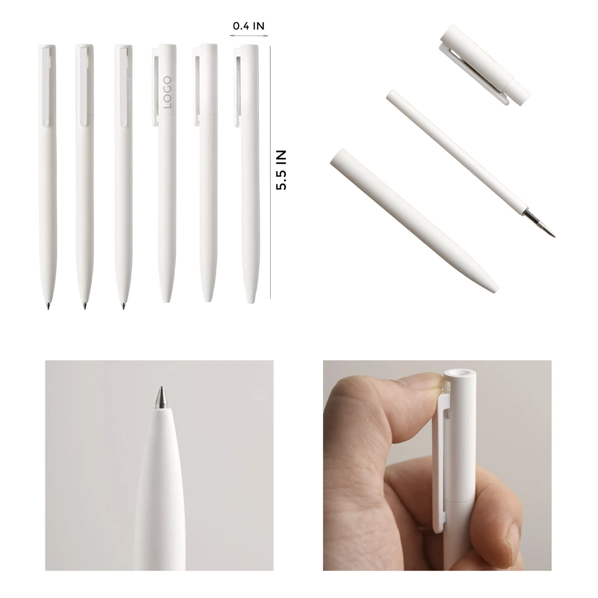 MOQ 10 PCS Sleek Pure White Click Pen 1