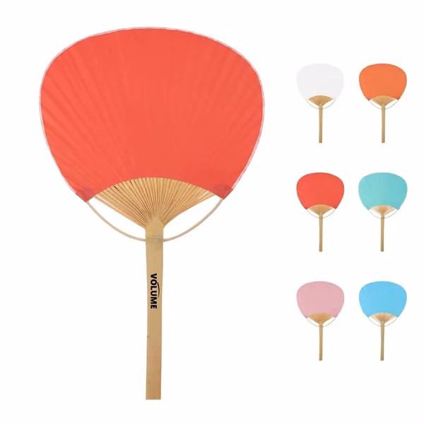 Custom 15 inch Bamboo Handle Paper Paddle Hand Fan — Event Party Promotional Favor