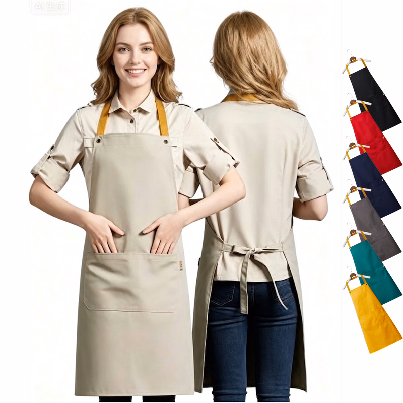14 oz. Custom Canvas Kitchen Apron w/ 2 front pockets, Antifouling 32"L x 25"W