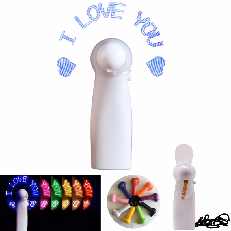 Handheld LED Light Up Fan With Font