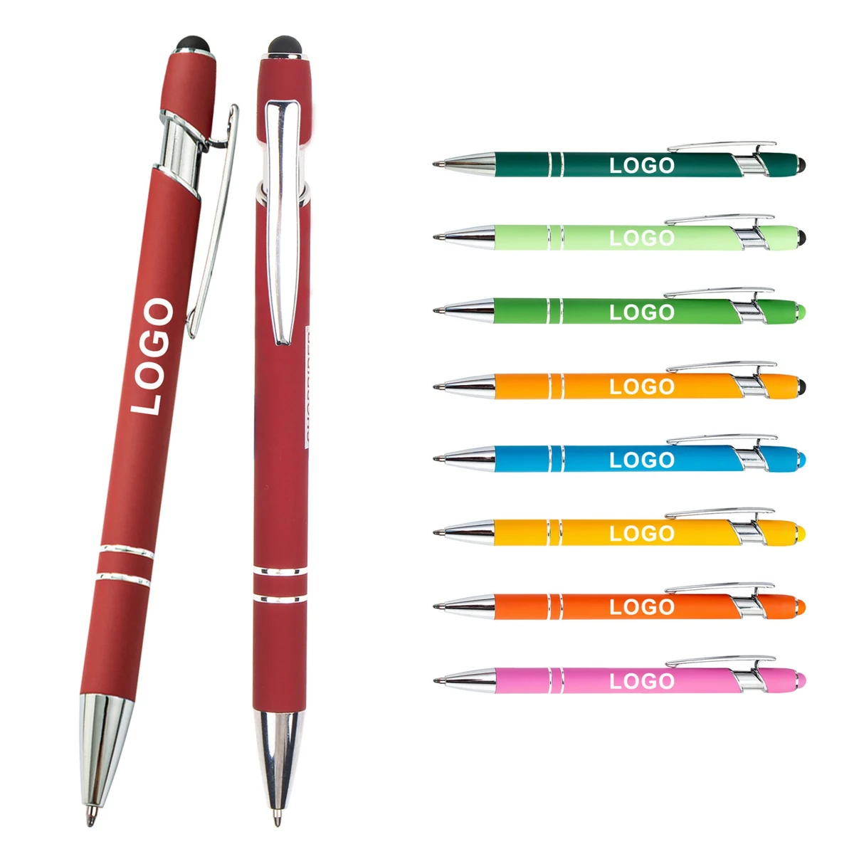 Retractable Metal Ballpoint Pen With Stylus Tip Black Ink 1
