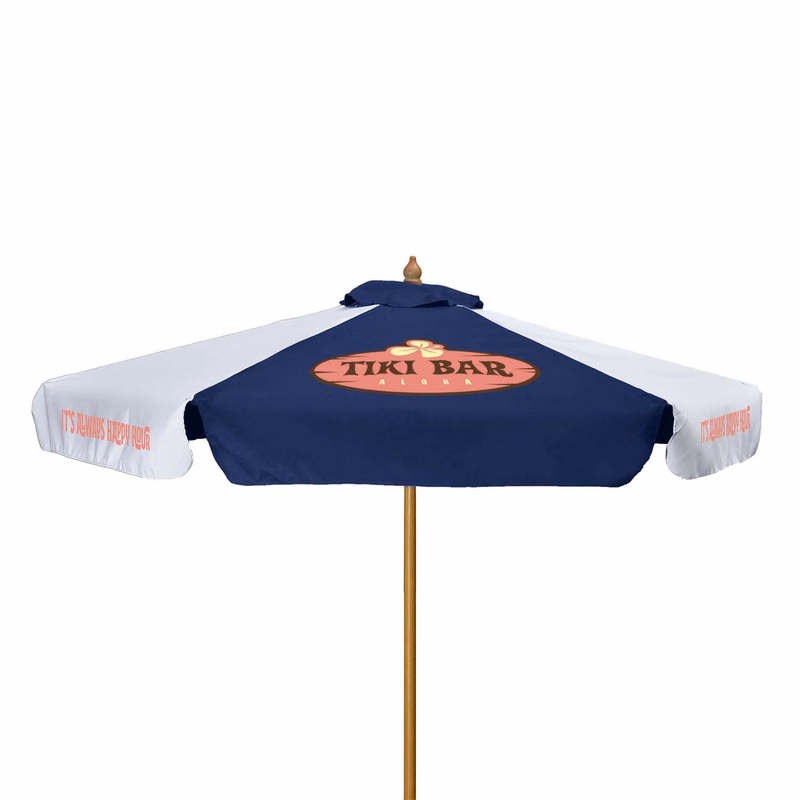 7' Wood Market Umbrella Kit with Valance (6 Imprints)