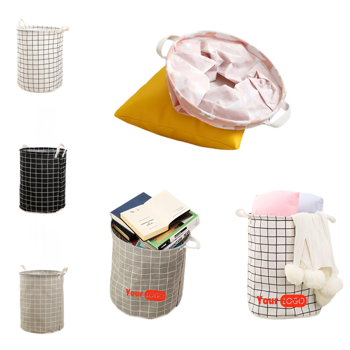 Cloth Storage Basket with Canvas Handles 1