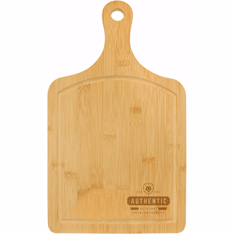 15 1/2" x 9" Bamboo Cutting Board Paddle Shape with Drip Ring