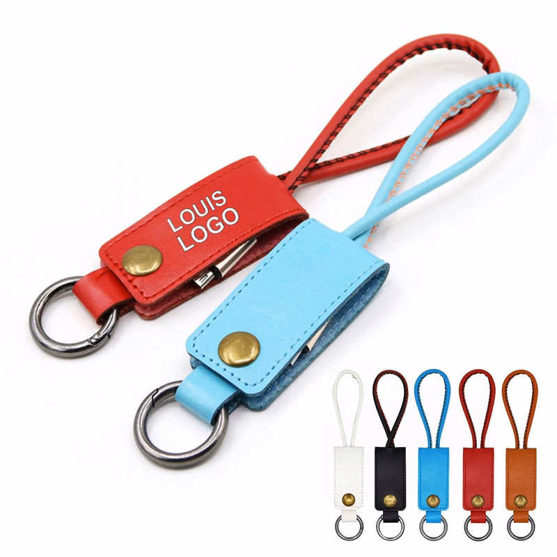 PU leather Data Charger Cable Keychain