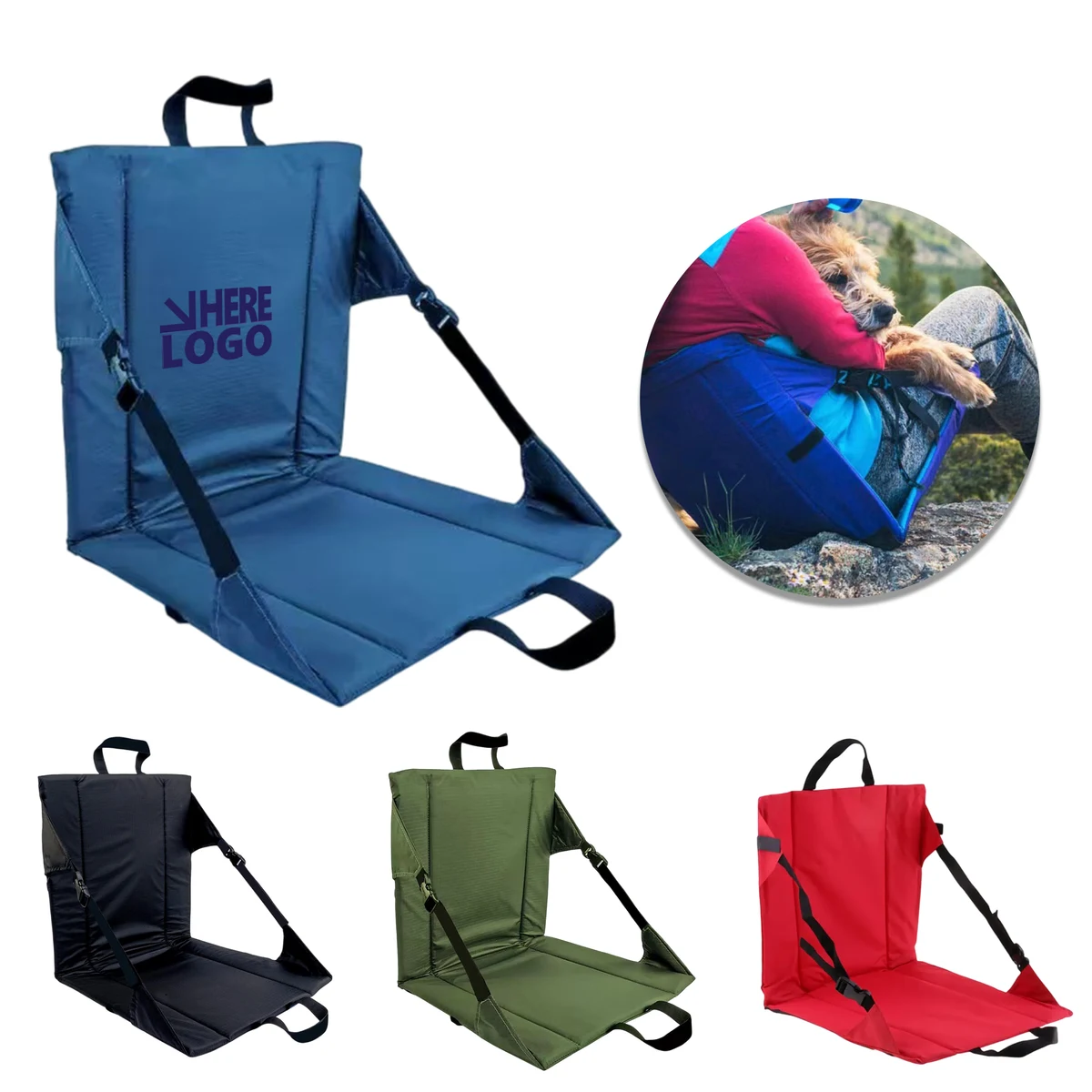 Portable Foldable Oxford Stadium Chair Cushion with Handle 1