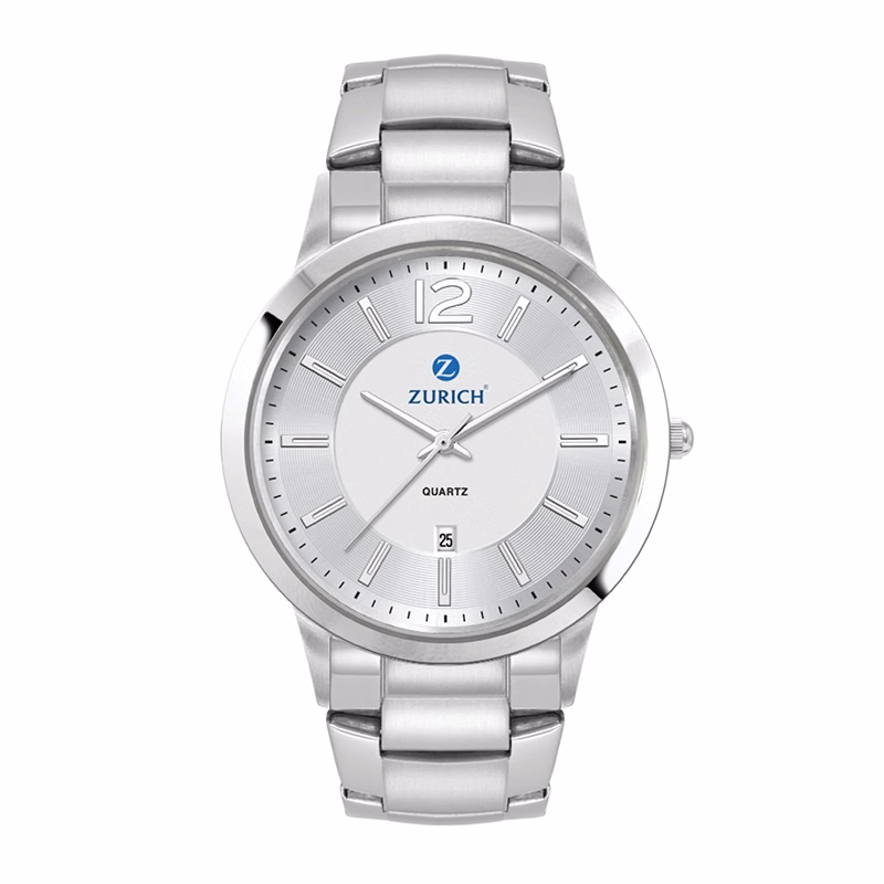 Watch Creations  43MM, 3 HAND WITH DATE, 2 TONE STAINLESS STEEL CASE, MATTE SILVER DIAL, WRAPPED EDGE STEEL BAND