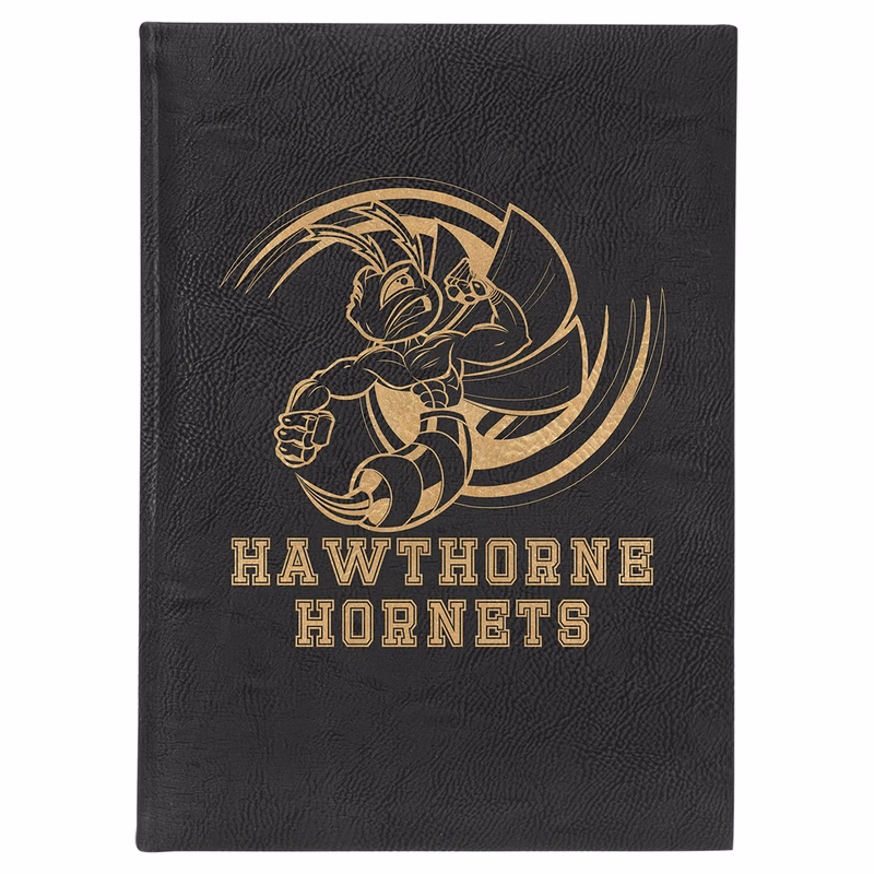7" x 9 3/4" Black/Gold Leatherette Sketch Book-Unlined Paper