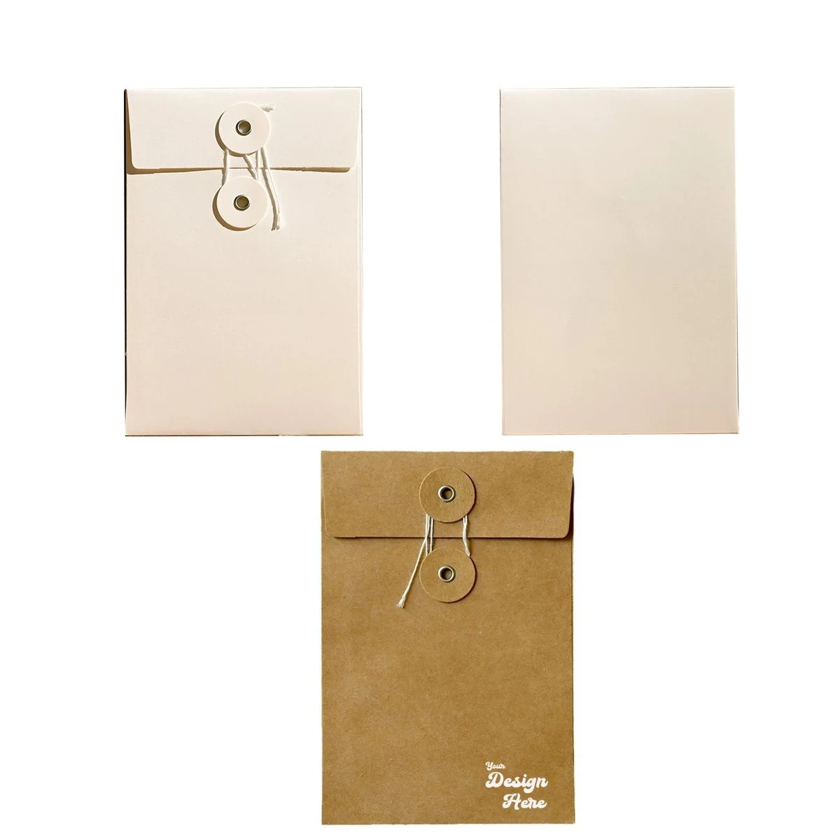 Vintage Kraft Envelope with Tie Closure for Postcard Storage 1