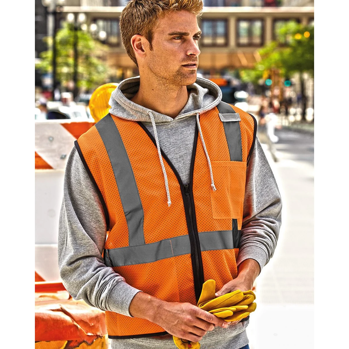 Unisex Single Pocket Zipper Mesh Class 2 Vest - 1519-1520 1