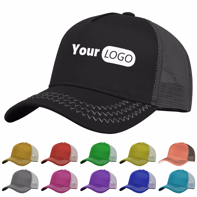 Cotton Breathable 5 Panel High Crown Trucker Hat For Everyday Wear