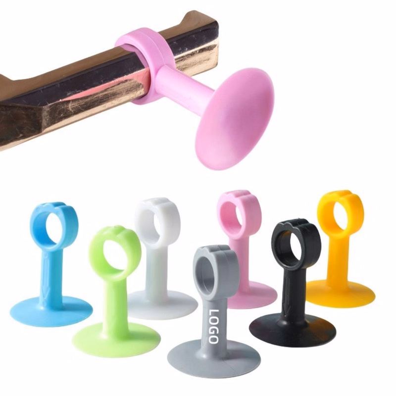 Silicone Door Stopper With Suction Cup Handle And Wall Protector