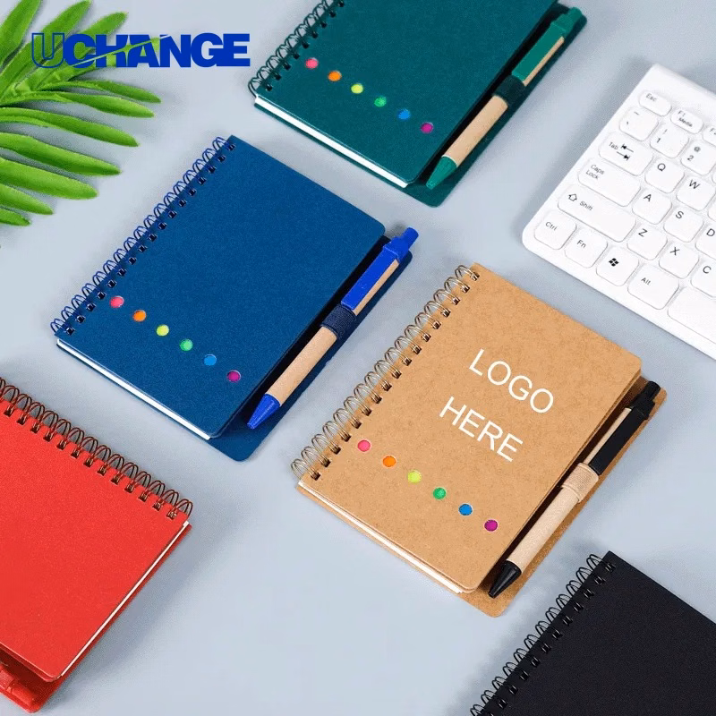 Spiral Journal with Sticky Notes and Pen Holder for Office Productivity
