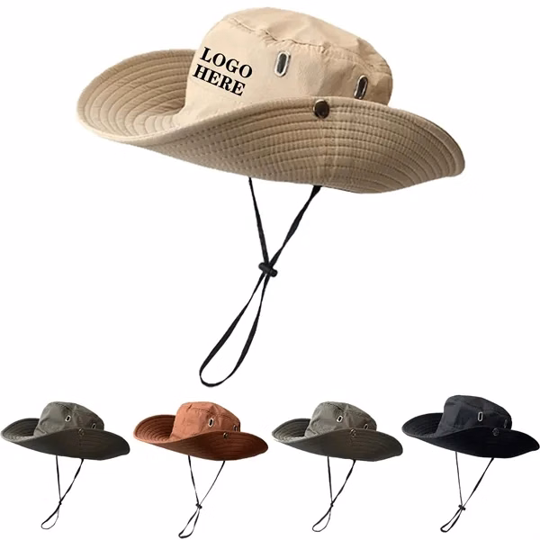 Custom Wide Brim Waterproof Fishing Hat with Sweat Band — Sun Protection Sports