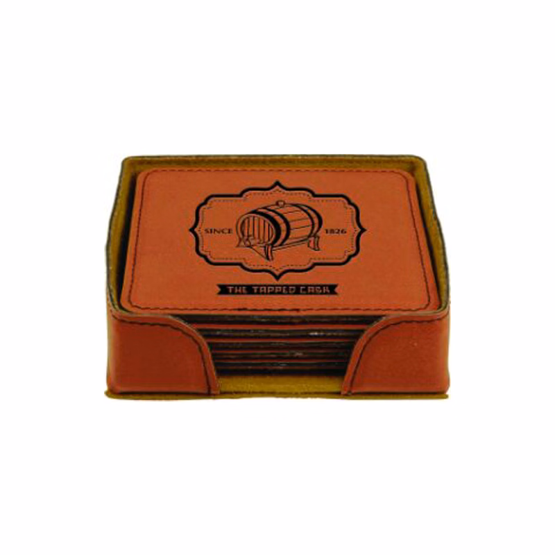 Rawhide Leatherette Square 6-Coaster Set