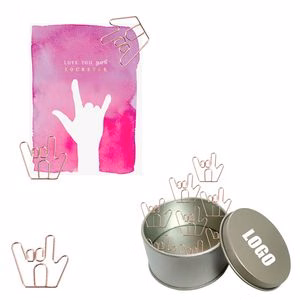 Loving You Gesture Shaped Paper Clips In Tin Box
