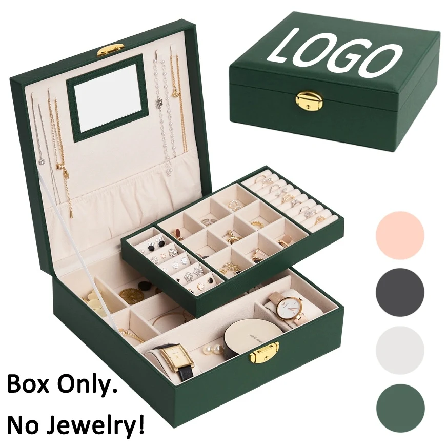 Custom 2-Layer Jewelry Organizer Box with Mirror & Lock 1