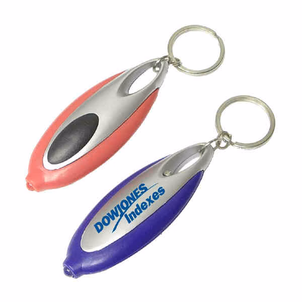 Jumbo oval flashlight with key ring, batteries installed.