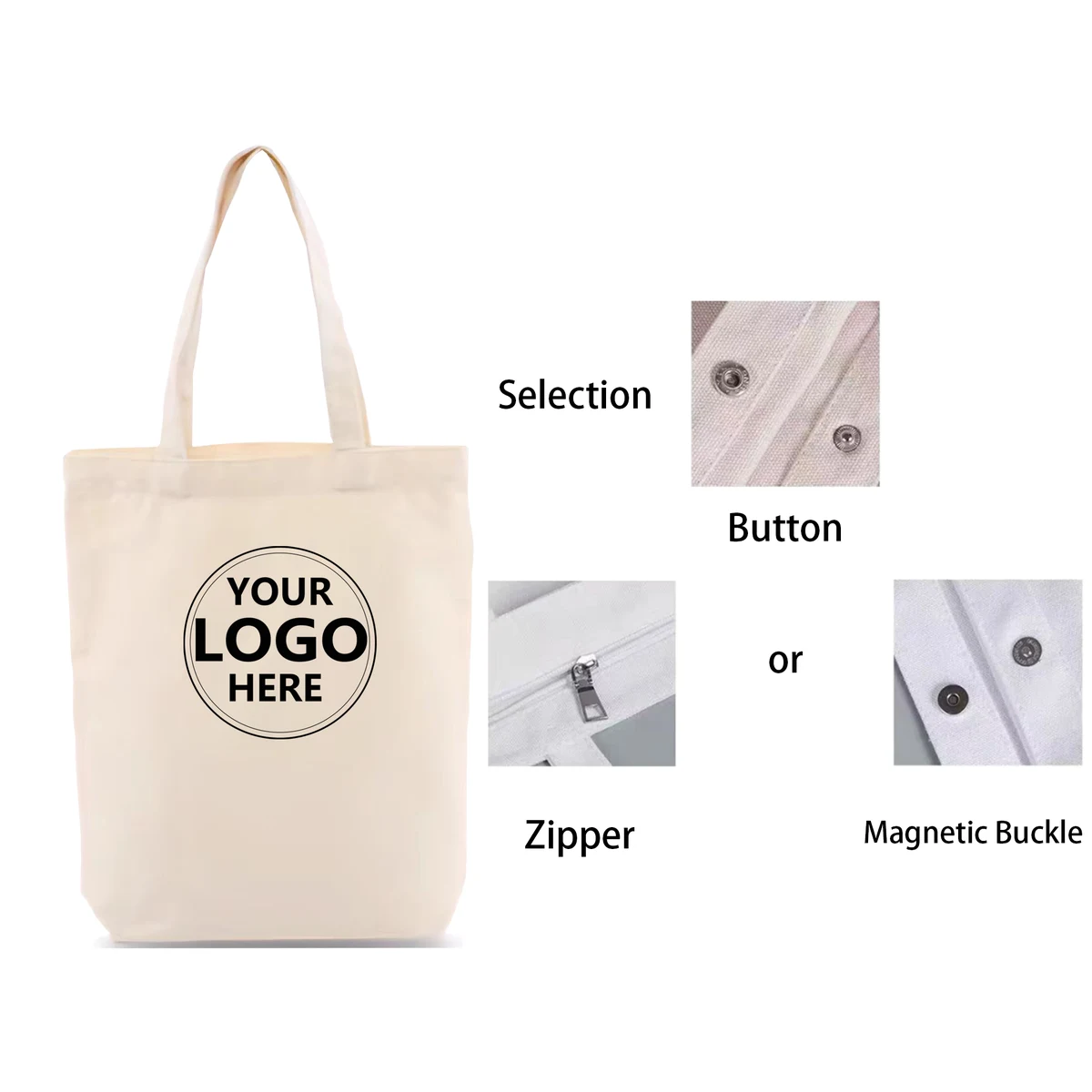 Customizable 12oz Canvas Bag, custom tote bag with logo imprint 1