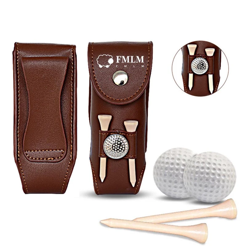 Leather Golf Ball Storage Pouch Waist Belt Carrier Bag 1