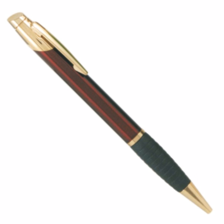 Laser Engraved Burgundy Gloss Ballpoint Pen with Gold Trim