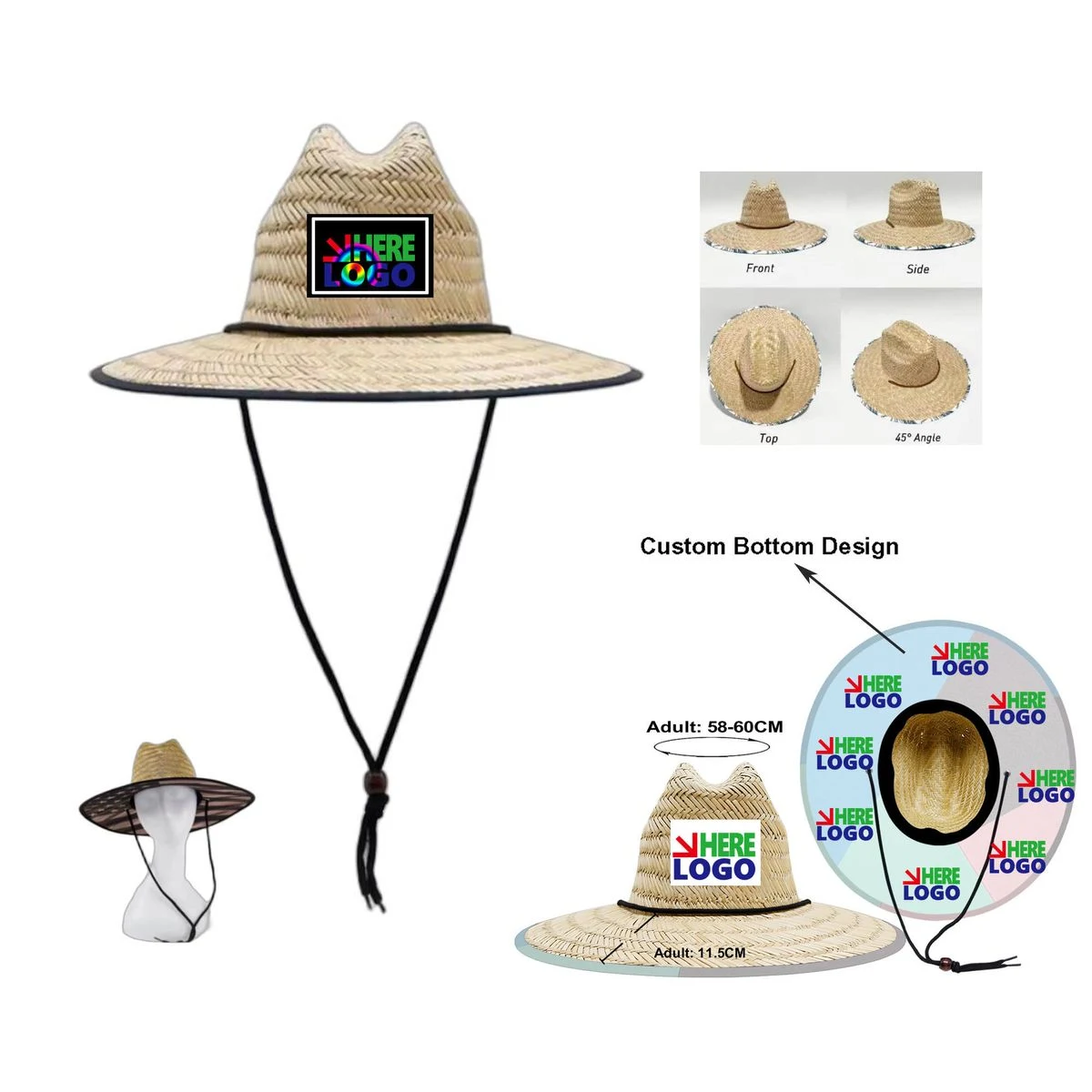 Straw Hat With Custom Patch And Underneath 1