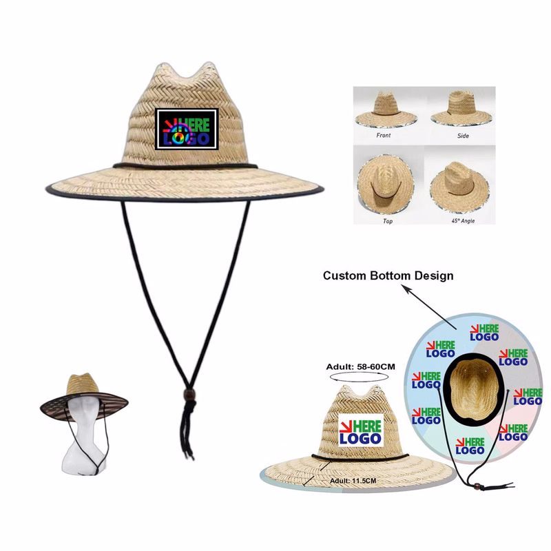 Straw Hat With Custom Patch And Underneath