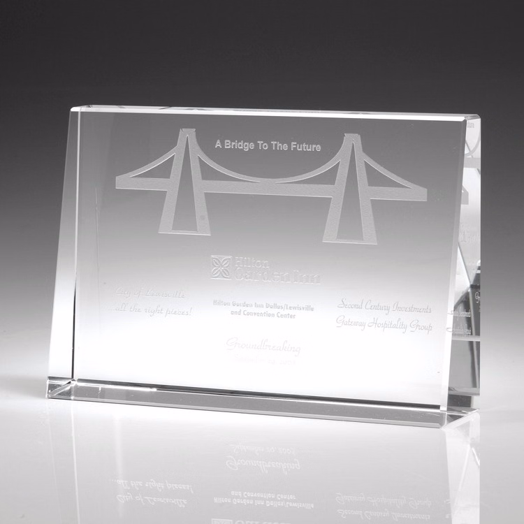 3-1/2" Crystal Award-Baldwin, Horizontal