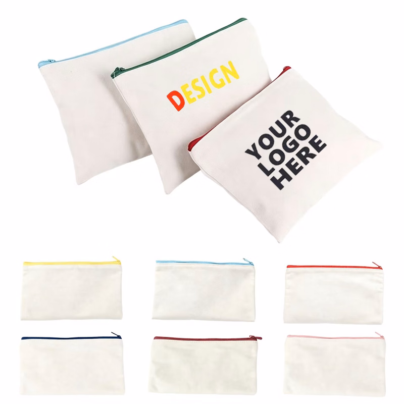 Canvas Zipper Pouch For Daily Essentials Storage