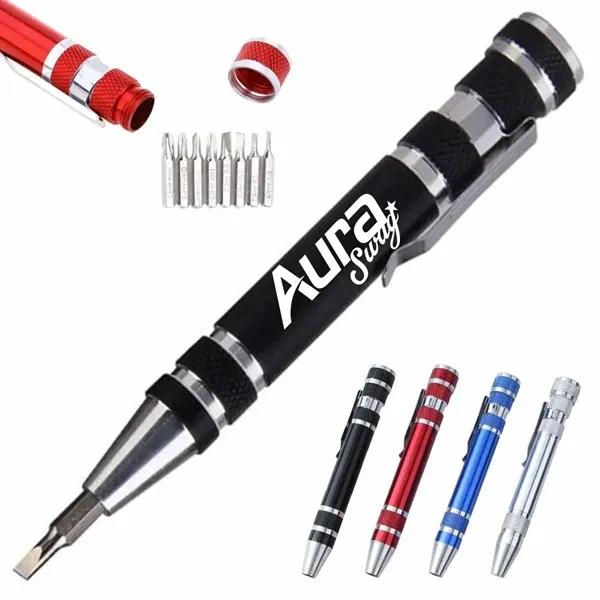 Custom 8 in 1 Aluminum Screwdriver Pen Tool — Professional Hand Tool Giveaway 1
