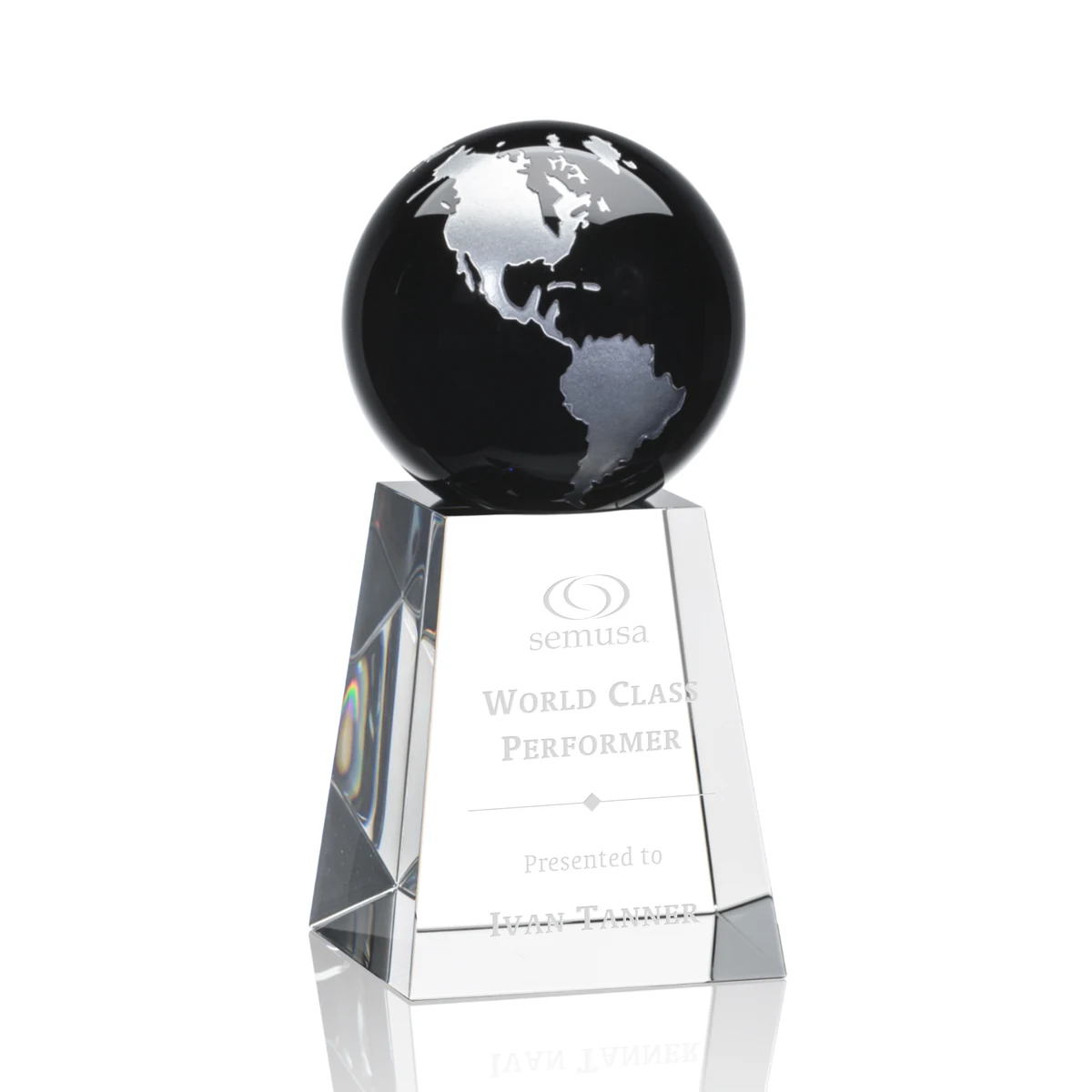 Heathcote Globe Award - Black/Silver, custom award with logo imprint 1