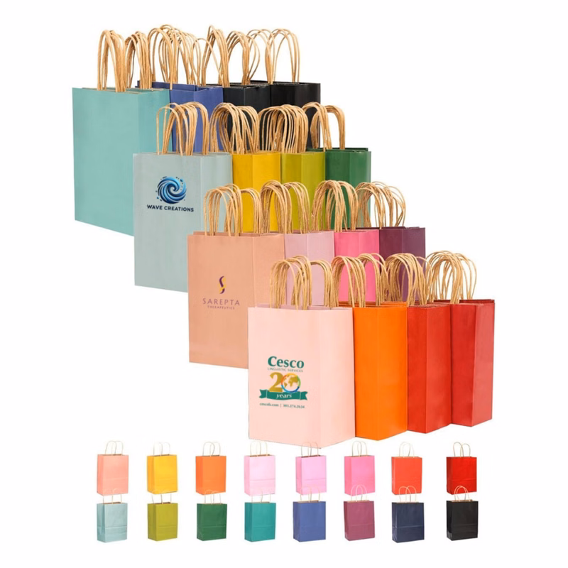 Solid Color Paper Bags With Handles