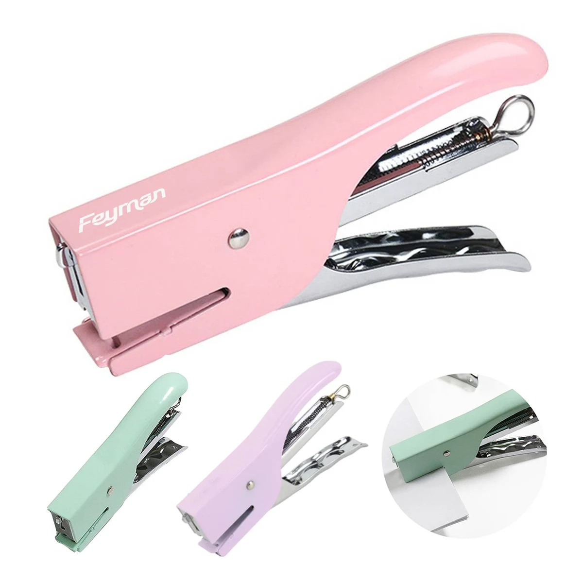 Macaron Color Handheld Desktop Metal Stapler 1
