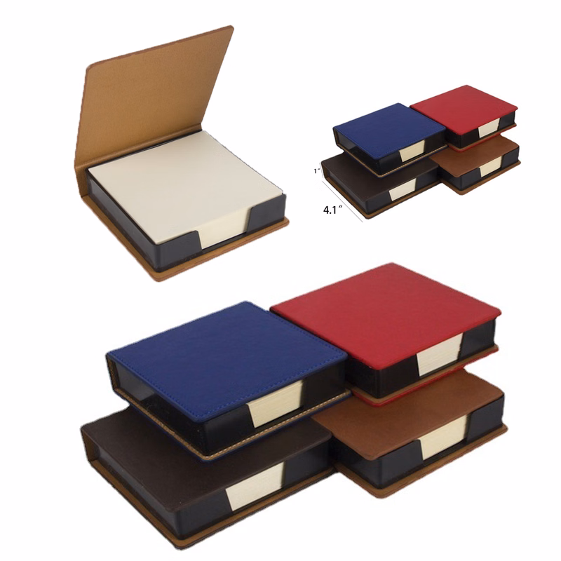 Leatherette Flip-Top Box With Note Sticky Paper