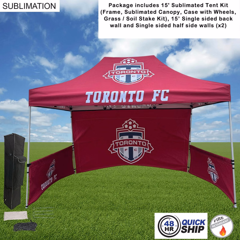 48Hr Quick Ship - Full Tent Package, 10' Tent, 15' Singlesided backwall, 2 Singlesided half sidewall