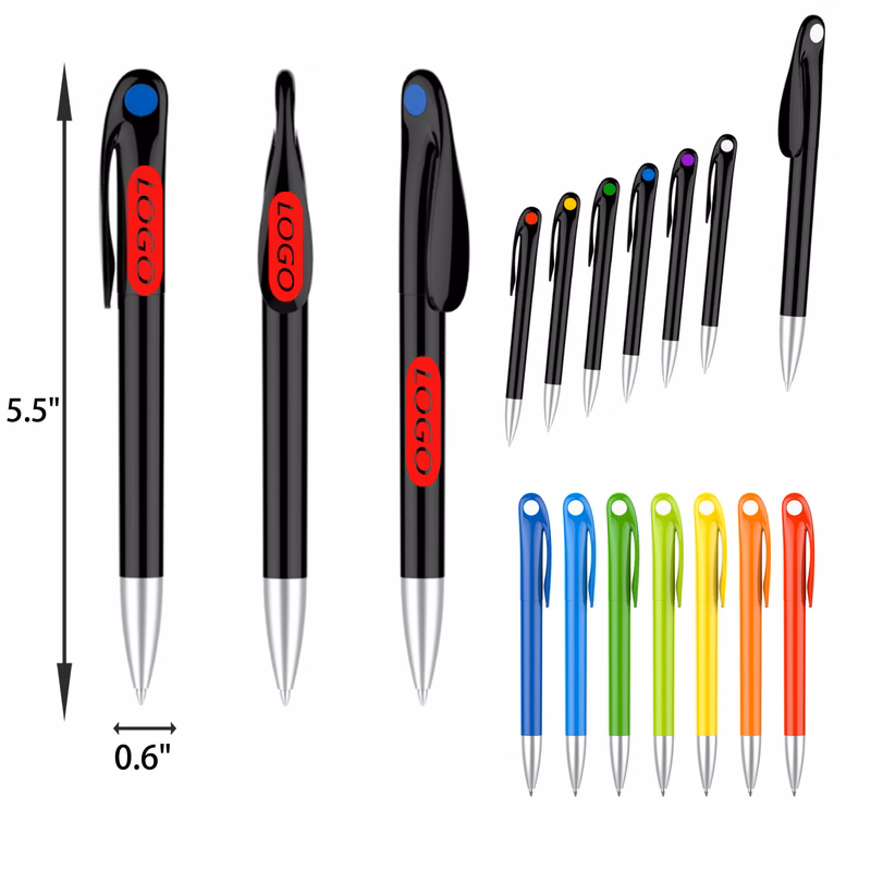 Durable Clip Plastic Black Ballpoint Pen